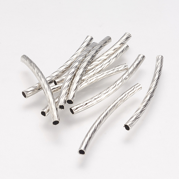 

PandaHall Tube Beads, Curved, Brass, Platinum, 25x2mm, Hole: 1.2mm Brass Tube