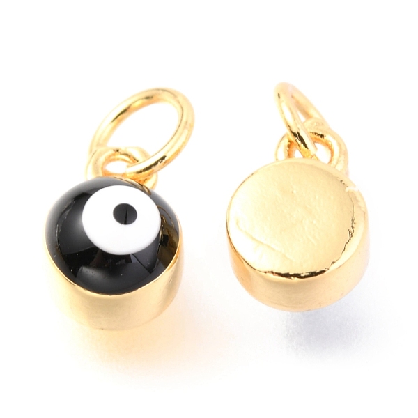 

PandaHall Brass Enamel Pendants, Long-Lasting Plated, Real 18K Gold Plated, with Jump Rings, Column with Evil Eye, Black, 8x5.5x4.5mm,Jump...