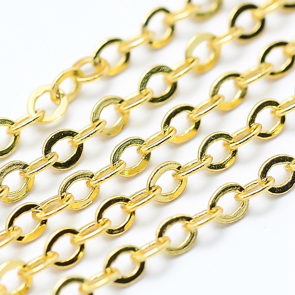 

PandaHall Brass Cable Chains, Soldered, Long-Lasting Plated, Flat Oval, Cadmium Free & Lead Free, Real 18K Gold Plated, Link: 2.5x2x0.3mm...