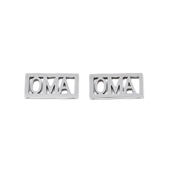 

PandaHall 201 Stainless Steel Filigree Joiners, Rectangle with Word OMA, for Mother's Day, Stainless Steel Color, 15x7.5x1mm 201 Stainless...