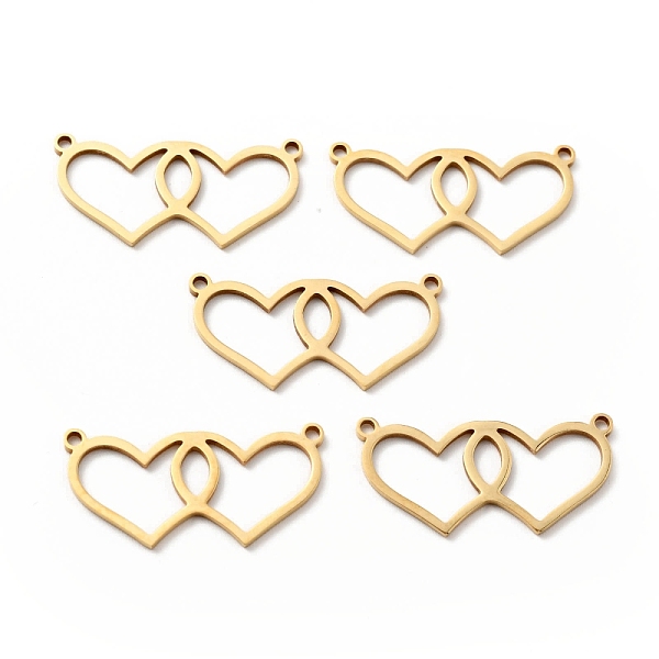

PandaHall 304 Stainless Steel Links Connectors, Double Heart, Golden, 13x26.5x1mm, Hole: 1.3mm 304 Stainless Steel Heart