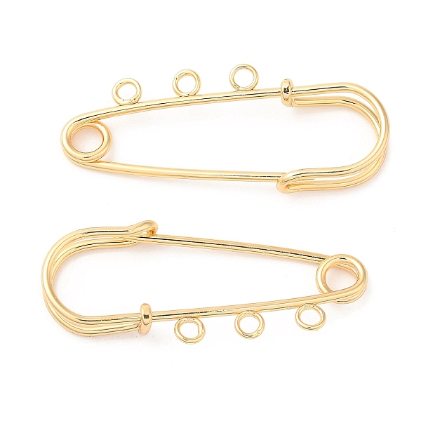 

PandaHall Brass Brooch Findings, Kilt Pins for Lapel Pins Makings, Real 18K Gold Plated, 17x40x6mm, Hole: 2mm Brass