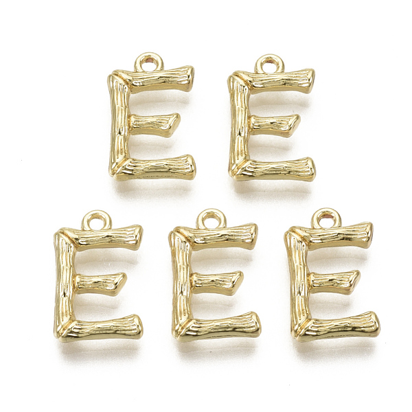 

PandaHall Alloy Pendants, Cadmium Free & Nickel Free & Lead Free, Bamboo Initial Letter, Real 18K Gold Plated, Letter.E, E:16x10x3mm, Hole...