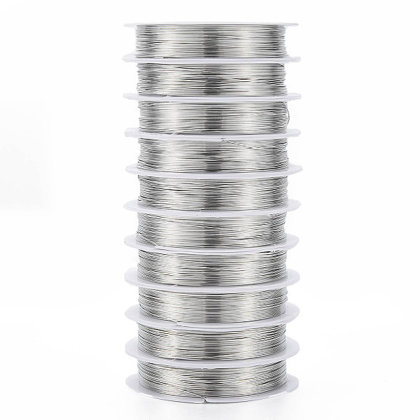 

PandaHall Round Copper Jewelry Wire, Platinum, 22 Gauge, 0.6mm, about 22.96 Feet(7m)/roll, 10 rolls/group Copper Round Silver