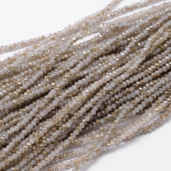 

PandaHall Faceted Rondelle Half Rainbow Plated Electroplate Glass Beads Strands, Gainsboro, 2.8~3x2mm, Hole: 0.8mm, about 200pcs/strand..., Gray