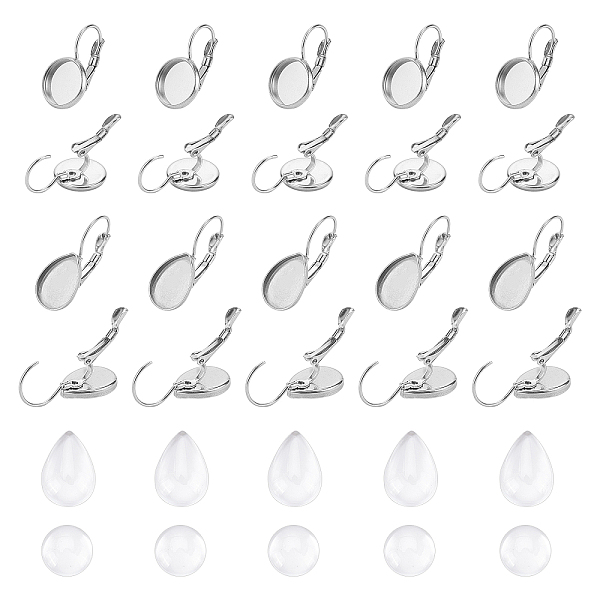 

PandaHall Unicraftale 80Pcs 4 Style 304 Stainless Steel Leverback Earring Findings, with Teardrop Setting for Cabochon, Stainless Steel...