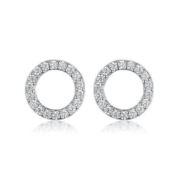 Pendientes Elegantes Y Elegantes Con Forma De Círculo De Diamantes Plateados S925