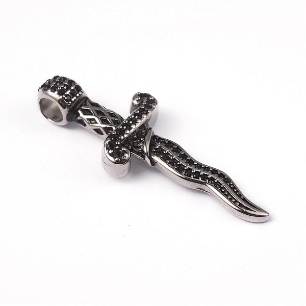 

PandaHall 316 Surgical Stainless Steel Rhinestone Big Pendants, Sword, Antique Silver, 51.5x20x6mm, Hole: 5mm Stainless Steel+Rhinestone..., Black