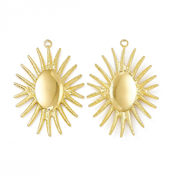

PandaHall Ion Plating(IP) 304 Stainless Steel Pendants, Sun Charm, Real 18K Gold Plated, 34x22.5x2mm, Hole: 1.4mm 304 Stainless Steel Sun