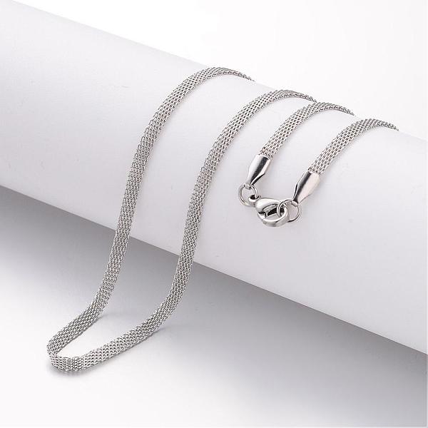 

PandaHall 304 Stainless Steel Necklace, Mesh Chains, with Lobster Clasps, Stainless Steel Color, 19.69 inch(500mm), 3mm Stainless Steel