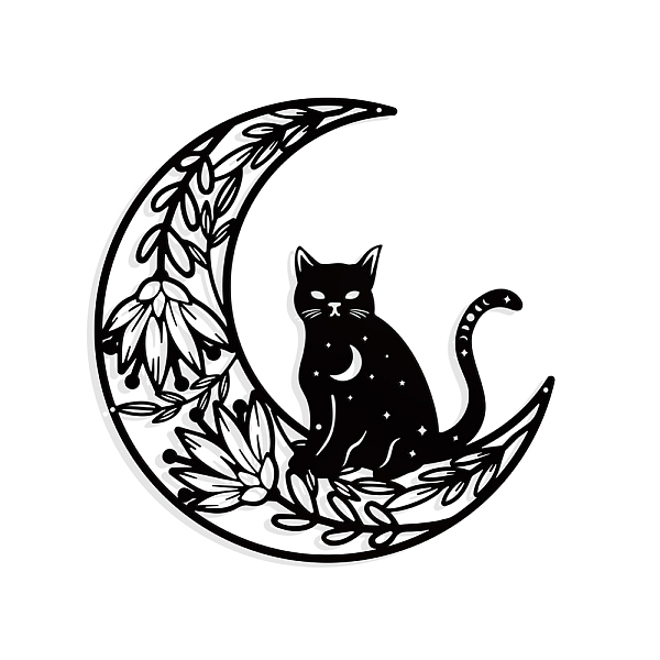 

PandaHall Iron Wall Art Decorations, for Front Porch, Living Room, Kitchen, Matte Style, Cat Pattern, 285x281x1mm Iron Cat Shape