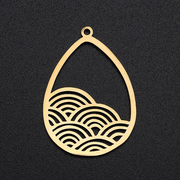 

PandaHall 201 Stainless Steel Pendants, Laser Cut, Teardrop with Rainbow, Golden, 30x21x1mm, Hole: 1.4mm 201 Stainless Steel Teardrop
