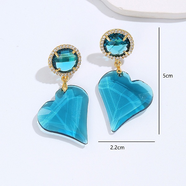 

PandaHall Elegant Geometric Heart Earrings with 18K Gold Plated Zircon Stones Brass