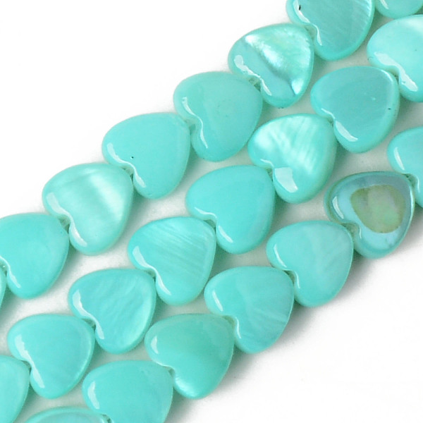 

PandaHall Spray Painted Natural Freshwater Shell Beads Strands, Heart, Turquoise, 5x6x3mm, Hole: 0.5mm, about 72~74pcs/strand, 14.84..., Green