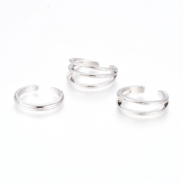 

PandaHall Brass Cuff Toe Rings, Stackable Rings, Mixed Style, Platinum, US Size 3(14mm), 3pcs/set Brass