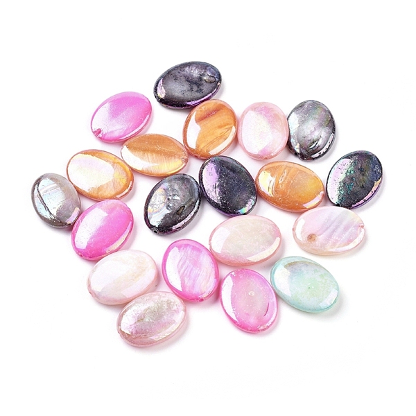

PandaHall Natural Freshwater Shell Beads, AB Color, Dyed, Oval, Mixed Color,18x13x4mm, Hole: 1mm Freshwater Shell Oval Multicolor