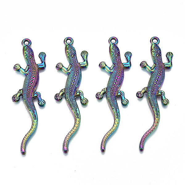 

PandaHall Rainbow Color Alloy Big Pendants, Cadmium Free & Lead Free, Gecko Shape, 54x15x2mm, Hole: 1.8mm Alloy Other Animal