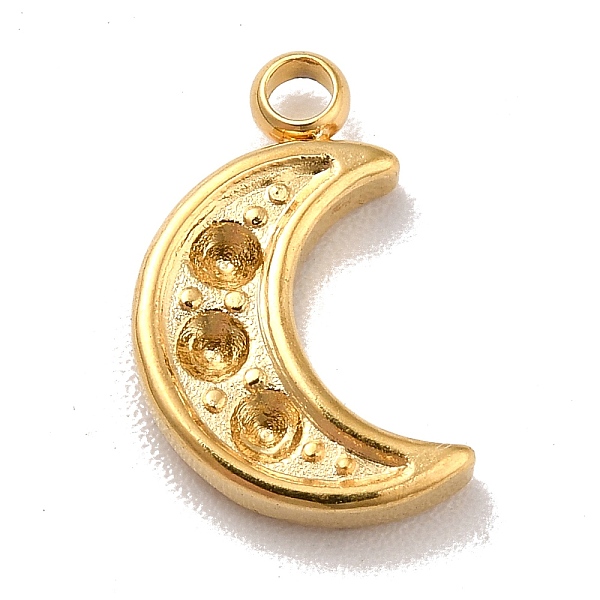 

PandaHall Ion Plating(IP) 304 Stainless Steel Pendants Rhinestone Setting, Moon, Real 18K Gold Plated, 12x7.5x2mm, Hole: 1.5mm, Fit for...