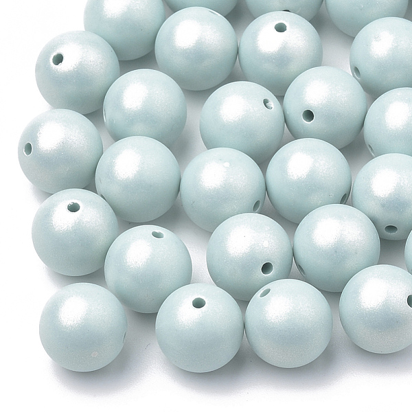 

PandaHall Spray Painted Style Acrylic Beads, Rubberized, Round, Pale Turquoise, 10mm, Hole: 1.5mm, about 950pcs/500g Acrylic Round Cyan