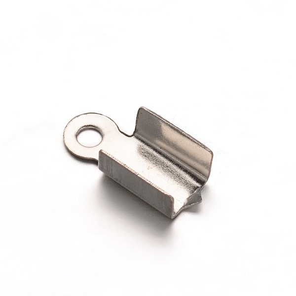 

PandaHall 304 Stainless Steel Folding Crimp Ends, Fold Over Crimp Cord Ends for Leather, Stainless Steel Color, 10x4x3.5mm, Hole: 1mm 304...