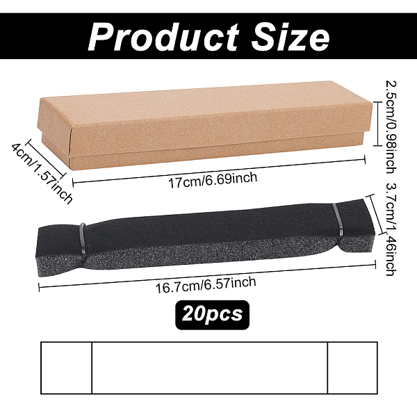 

PandaHall BENECREAT 20 Pack Necklace Bracelet Box 17x4x2.5cm Kraft Brown Rectangle Cardboard Jewelry Boxes Small Gift Box for Wedding Party..., Orange