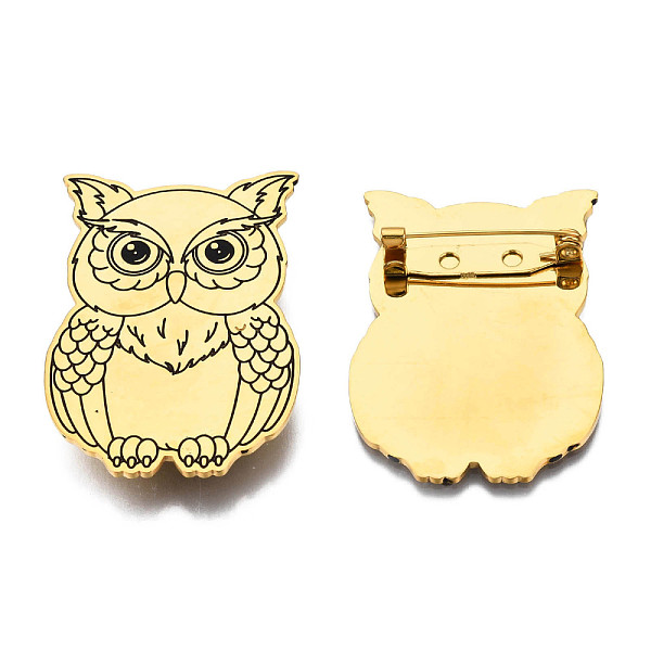 PandaHall 201 Stainless Steel Owl Lapel Pin, Animal Badge for Backpack Clothes, Nickel Free & Lead Free, Golden, 45x32x7mm, Pin: 0.7mm...