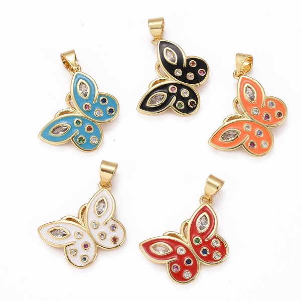 

PandaHall Brass Micro Pave Clear Cubic Zirconia Pendants, with Enamel, Long-Lasting Plated, Real 18K Gold Plated, Butterfly, Mixed Color..., Multicolor