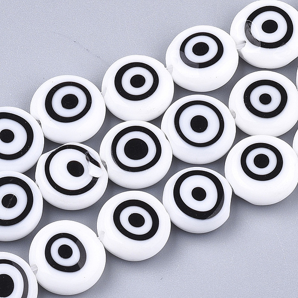 

PandaHall Handmade Evil Eye Lampwork Beads Strands, Flat Round, White, 11~13x4~5mm, Hole: 1.2mm, about 31~33pcs/strand, 14.1 inch~15.3 inch...