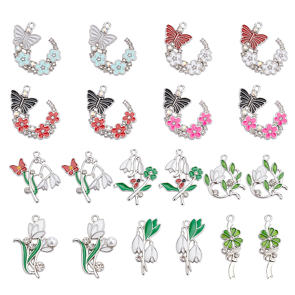 

PandaHall 20Pcs 10 Style Alloy Rhinestone Pendants, with Enamel, Platinum, Mixed Shapes, Mixed Color, 2pcs/style Brass Rhinestone+Enamel..., Multicolor