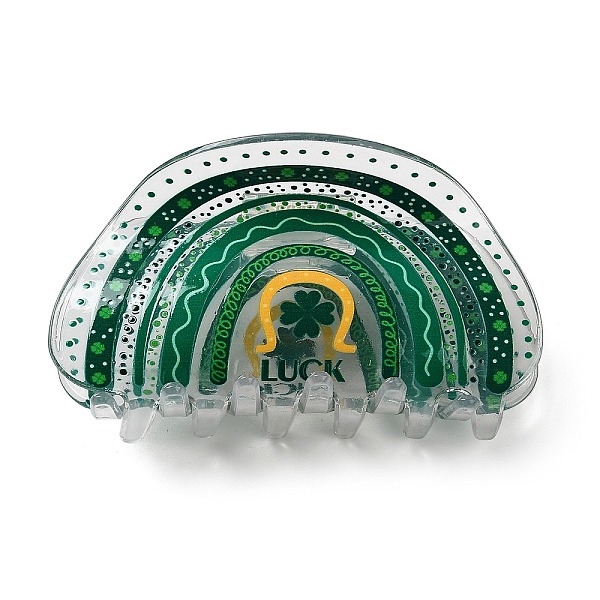 

PandaHall Saint Patrick's Day Acrylic Large Claw Hair Clips, for Women Girls Thick Hair, Orange, 44x86.5x46.5mm Acrylic Half Round Orange