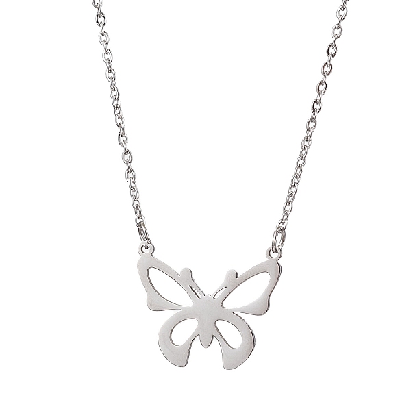 

PandaHall Hollow Butterfly 304 Stainless Steel Pendant Necklaces, Cable Chains Necklaces for Women, Stainless Steel Color, 18.58 inch...