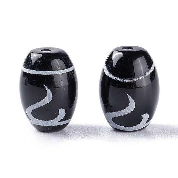 

PandaHall Tibetan Style dZi Beads, Natural Agate Beads, Dyed & Heated, Oval, Ruyi Pattern, 13.5x10mm, Hole: 1.2mm Tibetan Agate Oval