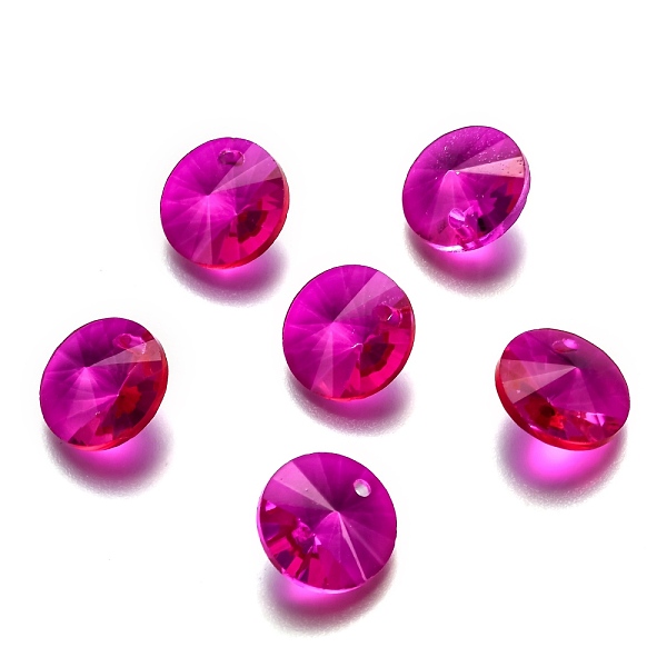 

PandaHall Glass Charms, Faceted, Cone, Magenta, 14x7mm, Hole: 1mm Glass Cone Pink