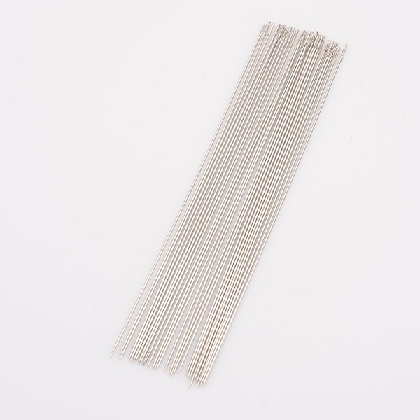 PandaHall Steel Beading Needles, Stainless Steel Color, 80x0.45mm, about 25~30pcs/bag Stainless Steel