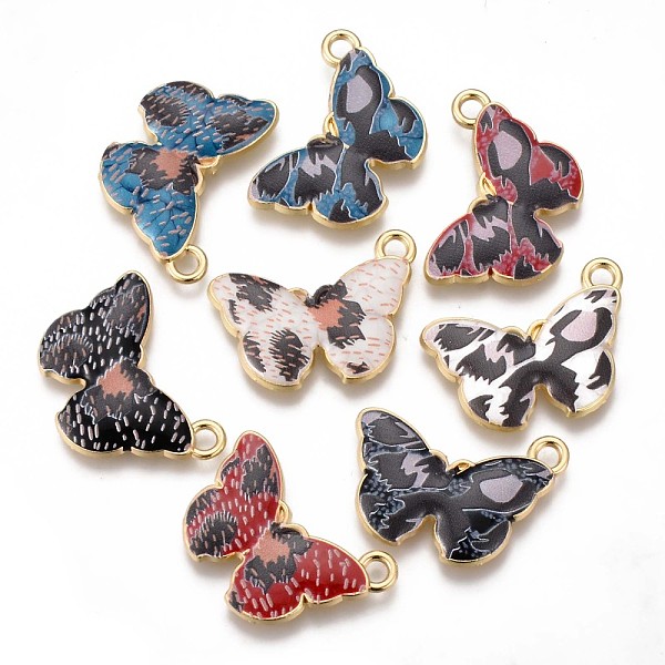 

PandaHall Eco-Friendly Printed Alloy Pendants, with Enamel, Cadmium Free & Nickel Free & Lead Free, Butterfly Shape, Light Gold, Mixed Color..., Multicolor
