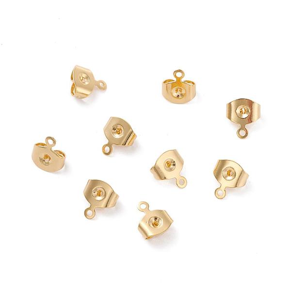 

PandaHall Brass Ear Nuts, Earring Backs, with Loop, Long-Lasting Plated, Real 18K Gold Plated, 8.3x7x3.7mm, Hole: 0.8mm Brass