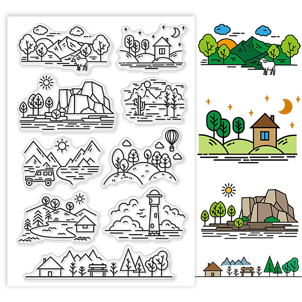 

PandaHall Custom PVC Plastic Clear Stamps, for DIY Scrapbooking, Photo Album Decorative, Cards Making, Mountain, 160x110mm Plastic Mountain