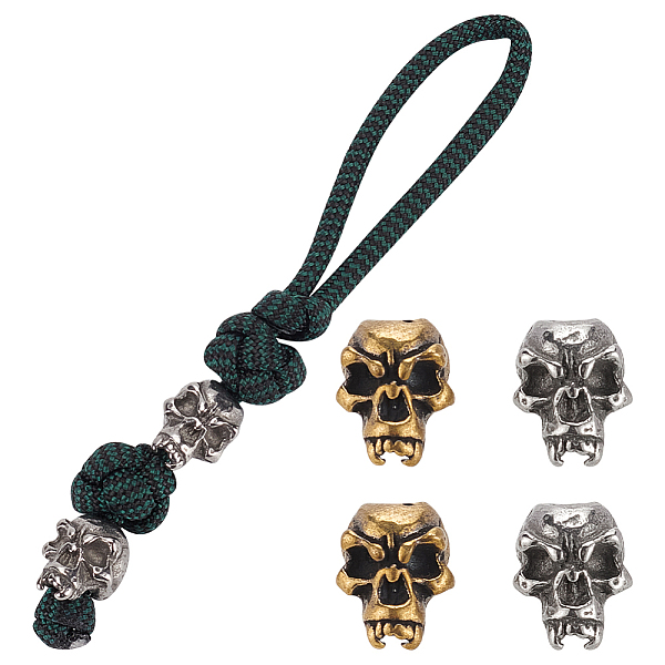 

PandaHall 4Pcs 2 Colors Outdoor EDC Tool Brass Parachute Rope European Beads, Large Hole Beads, Skull, Antique Bronze & Antique Silver...