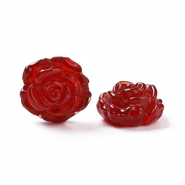 

PandaHall Handmade Lampwork Flower Beads, Rose, Dark Red, 18x18x9.5mm, Hole: 1~1.6mm Lampwork Flower