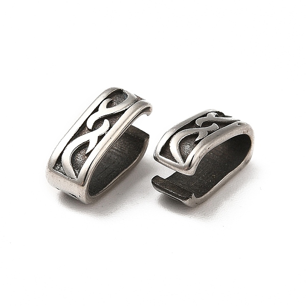 

PandaHall 304 Stainless Steel Snap on Bails, Flower Pattern, Stainless Steel Color, 10.5x6.5x4mm, Hole: 9x4.5mm 304 Stainless Steel