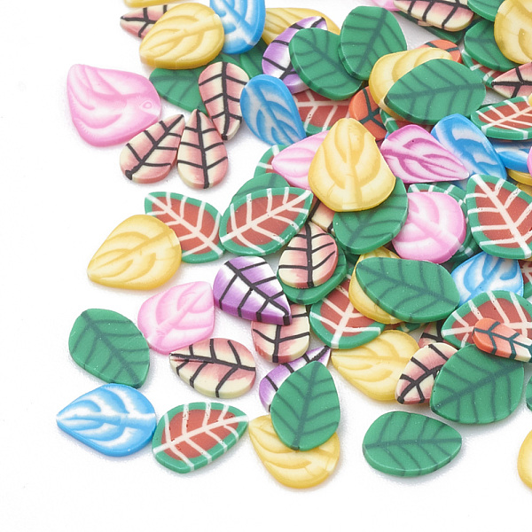 

PandaHall Handmade Polymer Clay Cabochons, Nail Art Decorations, Leaf, Mixed Color, 5~6x3~5x0.3~1mm Polymer Clay Leaf Multicolor