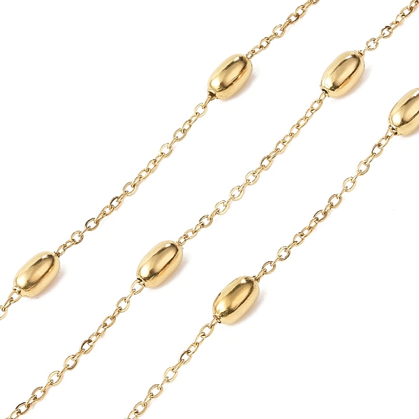 

PandaHall Ion Plating(IP) 304 Stainless Steel Satellite Chains, Unwelded, with Spool, Golden, 2x1.5x0.3mm, 7x4mm, about 32.81 Feet(10m)/Roll...