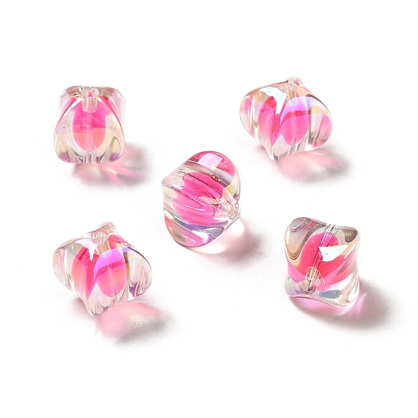 

PandaHall Two Tone UV Plating Rainbow Iridescent Acrylic Beads, Rectangle, Deep Pink, 15~15.5x14x14mm, Hole: 2.7mm Acrylic Rectangle