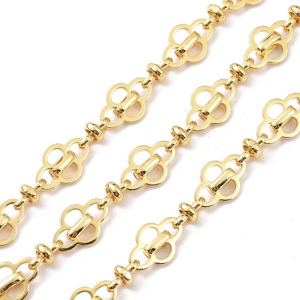 

PandaHall Brass Satellite Chains, with Spool, Soldered, Flower, Real 18K Gold Plated, 14x9x4mm and 9x5x1mm Brass