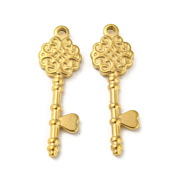 

PandaHall Ion Plating(IP) 304 Stainless Steel Pendants, Flower Key Charm, Real 18K Gold Plated, 34x11x2.5mm, Hole: 2mm 304 Stainless Steel...