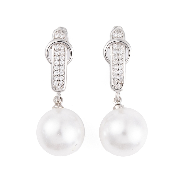 

PandaHall Rack Plating Brass Clear Cubic Zirconia ABS Pearl Earrings, Cadmium Free & Lead Free, Long-Lasting Plated, Round, Hoop Earrings..., White