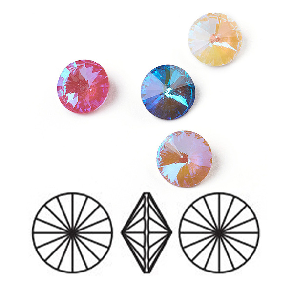 

PandaHall K9 Glass Rhinestone Cabochons, Pointed Back, Faceted, Cone, Fluorescence, Mixed Color, 12x6.2mm Glass Rhinestone Cone Multicolor