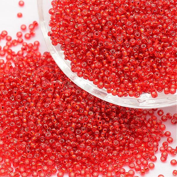

PandaHall 6/0 Transparent Glass Round Seed Beads, Grade A, Silver Lined, Red, 3.6~4.0mm, Hole: 1.2mm, about 5000pcs/pound Glass Red