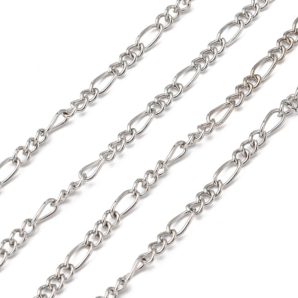 

PandaHall Platinum Plated Iron Figaro Chains Mother-Son Chains, Unwelded, Mother Link:3.5x7mm, 1mm thick, Son Link:3x4mm, 0.83mm thick Iron