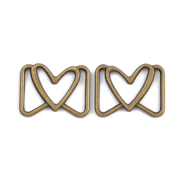 

PandaHall Alloy Webbing Buckle Sliders, Webbing Fasteners, Bowknot with Heart, Antique Bronze, 13x16.5x1.5mm Alloy Bowknot